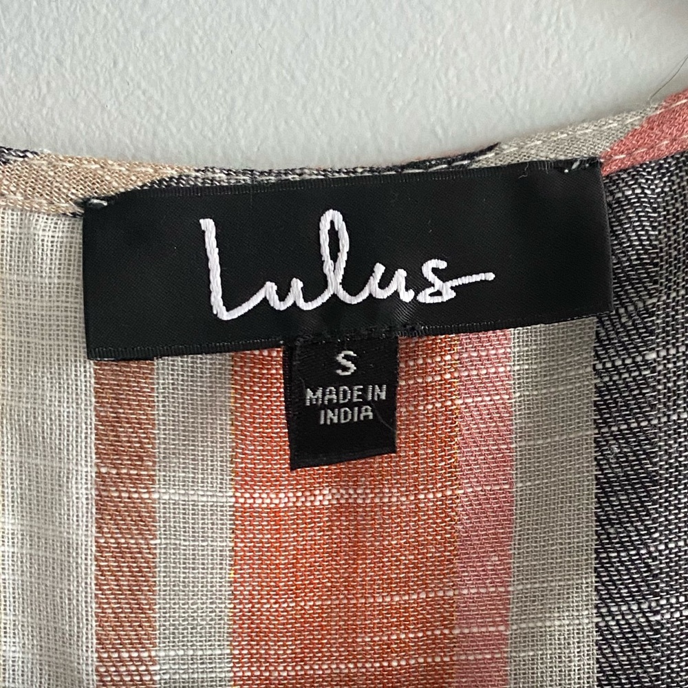 Lulu’s Cream Multi Striped Button-Front Dress - Picture 3 of 7